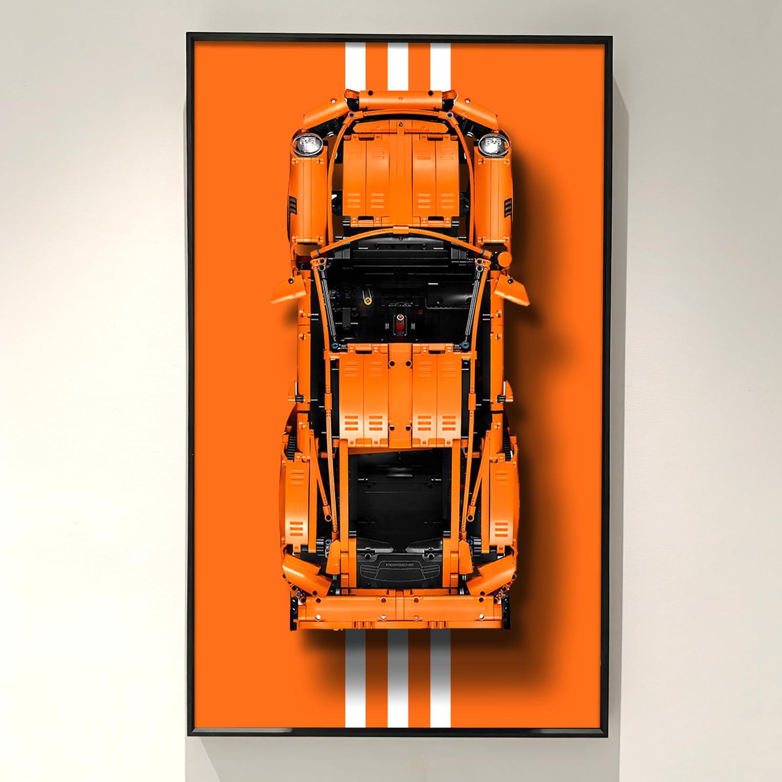 ICUANUTY Display-Wandplatte für Lego Technic 42056 - Porsche 911 GT3 RS, Geschenkidee fürFans von Legowandhaltern, kompa
