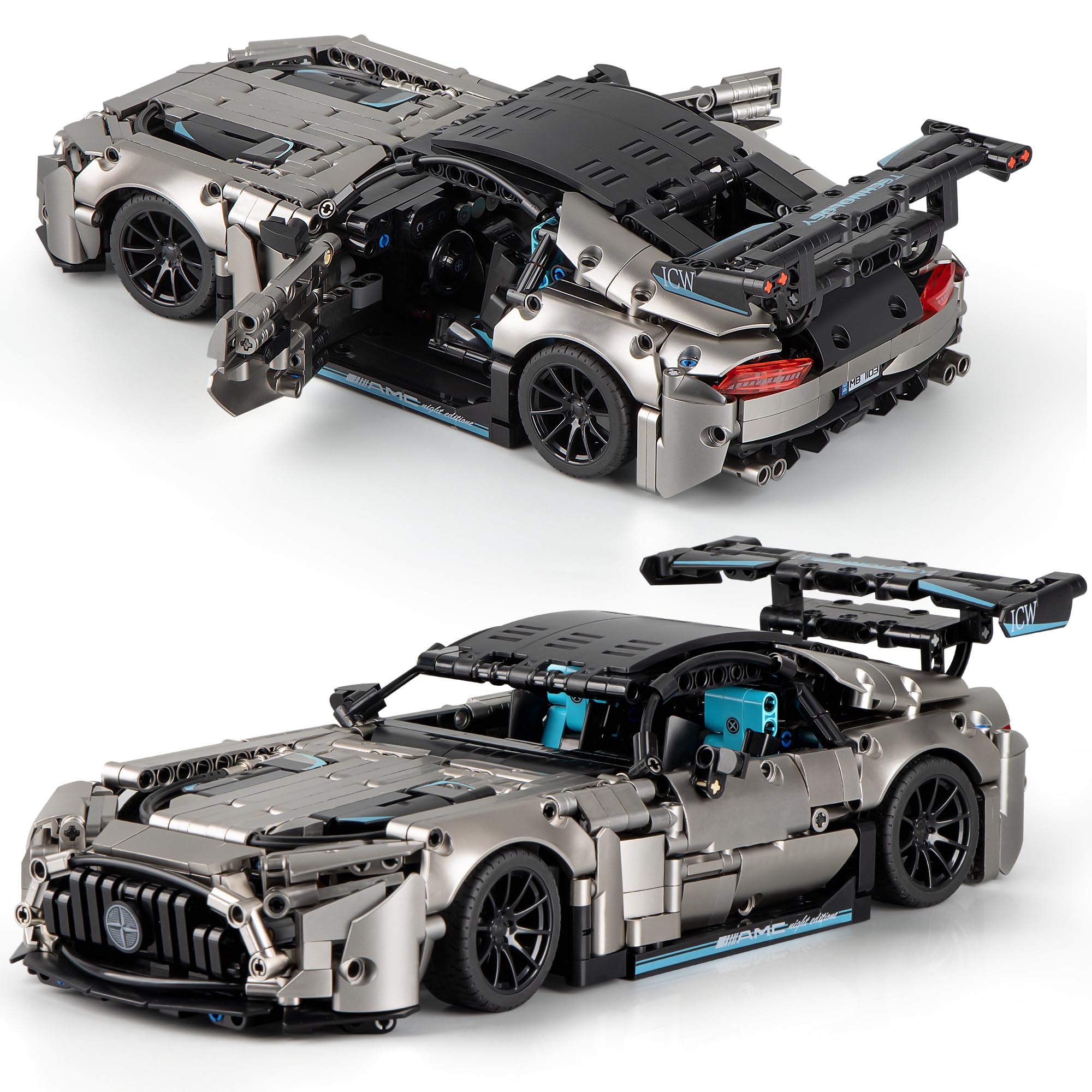  HIGH GODO Technik Auto Klemmbausteine - 1466 Teile 1:14 Supersportwagen - Geschenk für Jugendliche und Erwachsene - Ren